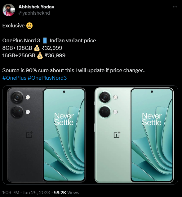 OnePlus Nord 3 Indian pricing
